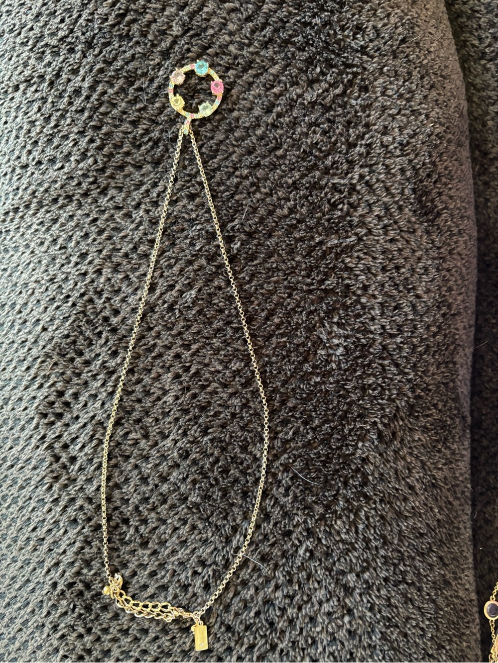kate spade Gold-Tone Multicolor Crystal Circle Pendant Necklace